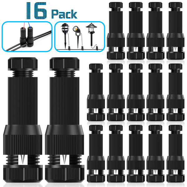 16 Pack Low Voltage Wire Connector - iCreating Landscape Lighting Connectors Waterproof Low Voltage Connectors 12-20 Gauge Low Voltage Wire Connectors for Landscape Lighting Path Lights