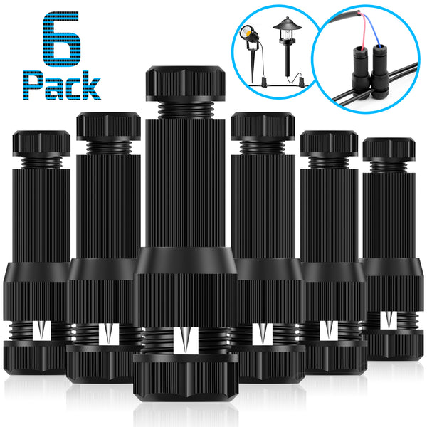 6 Pack Low Voltage Wire Connector - iCreating Landscape Lighting Connectors Waterproof Low Voltage Connectors 12-20 Gauge Low Voltage Wire Connectors for Landscape Lighting Path Lights