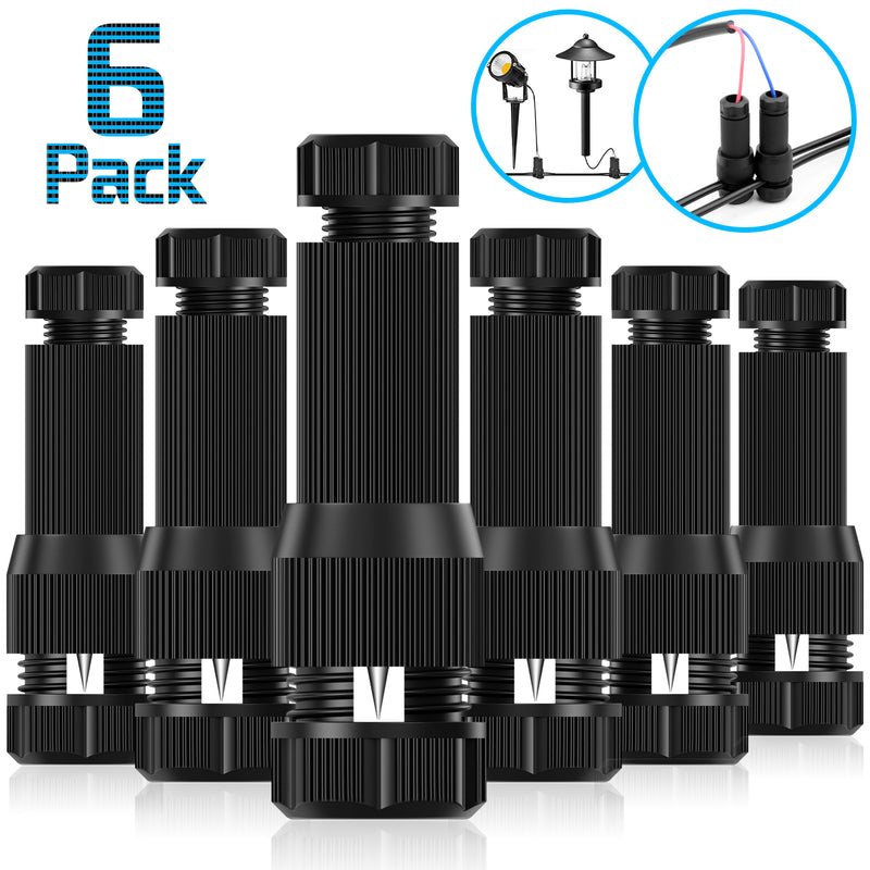 6 Pack Low Voltage Wire Connector - iCreating Landscape Lighting Connectors Waterproof Low Voltage Connectors 12-20 Gauge Low Voltage Wire Connectors for Landscape Lighting Path Lights