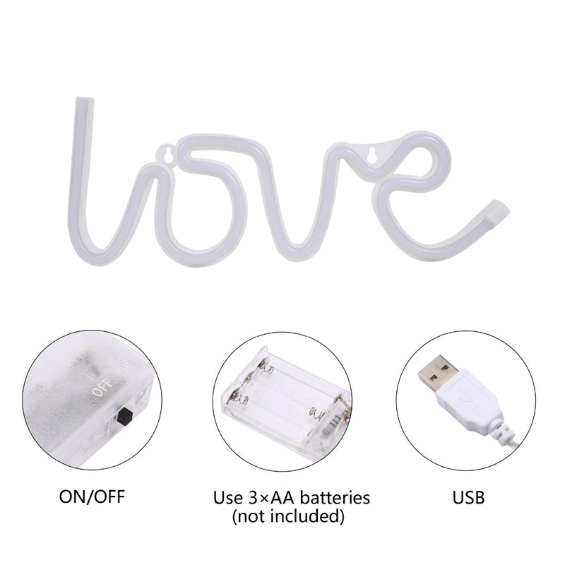 Pink Love LED Neon Sign - LED Neon Light Wall Signs Battery or USB Operated Art Decorative Lights Wall Decor for Home Children Baby Living Room Christmas Wedding Party Decoration
