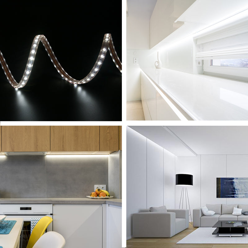 Battery Operated LED Strip Lights - iCreating 2020 New Design Cool White USB LED Light Strip Kit with 6.6FT 2M SMD 3528 IP65 Waterproof Super Bright LED Tape Light, Battery Box