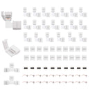 5050 4Pin RGB LED Strip Connector Kit - LED Connector Kit includes 20x L Shape Connectors, 20x Gapless Connectors, 2x T Shape Connector, 20x LED Strip Clips, 10x 4 Pin Male to Male Connector