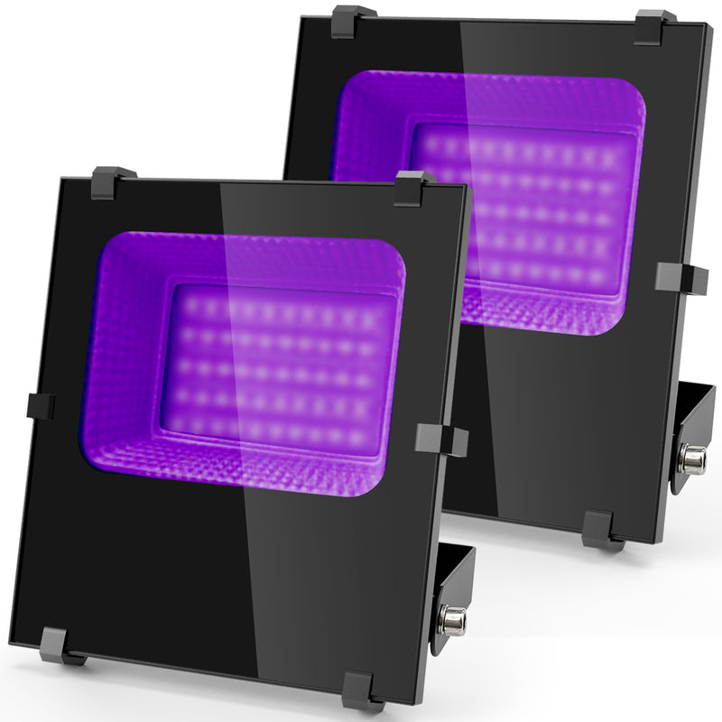 2 Pack 80W LED Black Lights - Blacklight Flood Light IP66 Waterproof Outdoor Blacklight for Dance Party, Stage Lighting, Body Paint, Aquarium, Fluorescent Poster, Glow in The Dark, Neon Glow