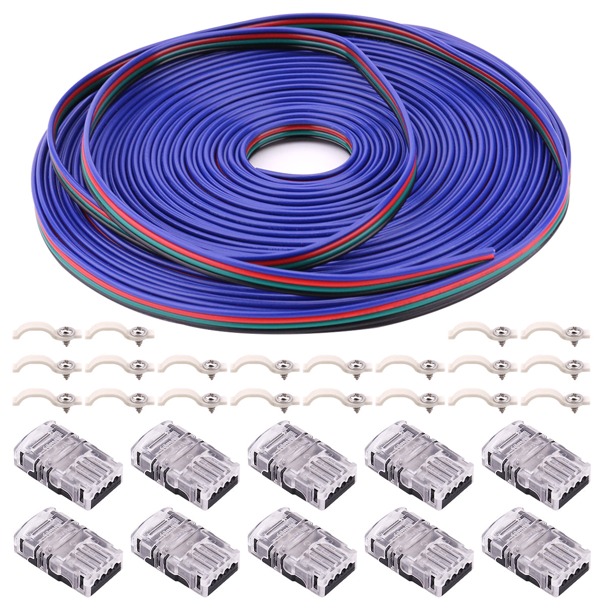4Pin RGB LED Strip Connector Kit - 10mm 5050 RGB LED Connector Kit inc