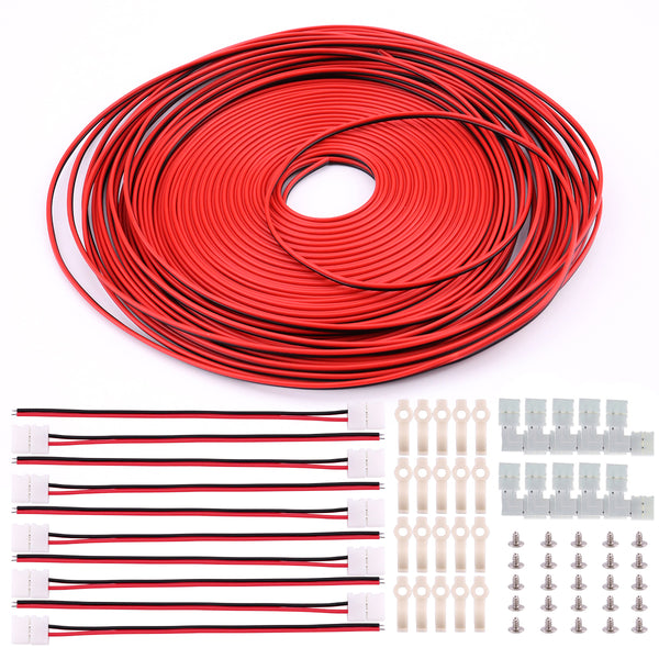 3528 2 Pin LED Strip Connector Kit - 8mm LED Connector Kit Includes 10x LED Strip Connector Pigtail, 10x L Shape Connectors, 32.8ft Extension Cable, 20x LED Strip Clips