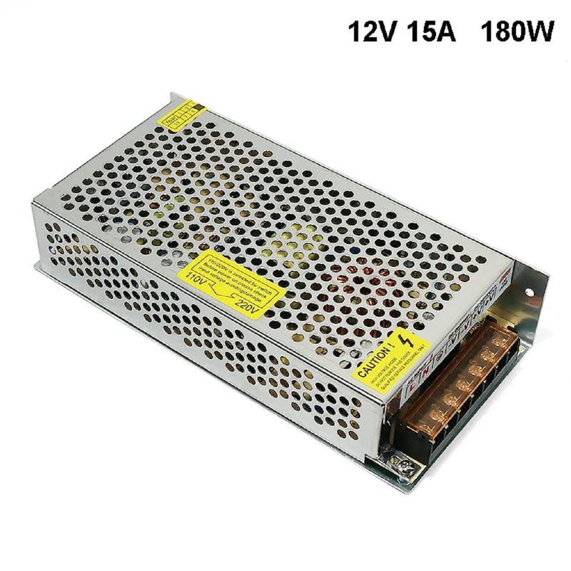 iCreating 12V 15A DC Universal Regulated Switching Power Supply 180W for CCTV, Radio, Computer Project, LED Strip Lights, 3D Printer