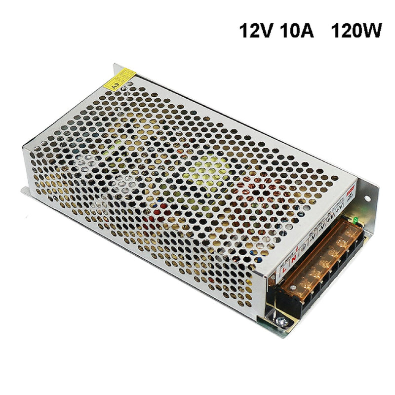 iCreating 12V 10A DC Universal Regulated Switching Power Supply 120W for CCTV, Radio, Computer Project, LED Strip Lights, 3D Printer
