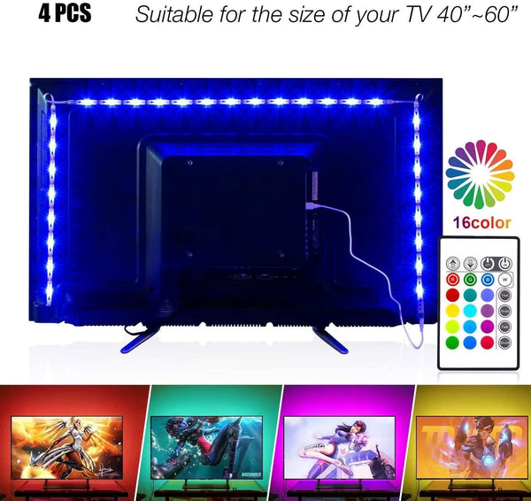 TV LED Strip Lights 6.56ft for 40-60in TV, USB Behind TV LED Lighting Kit with Remote, 16 Color Changing 5050 LEDs TV Bias Lighting Back Lighting for HDTV