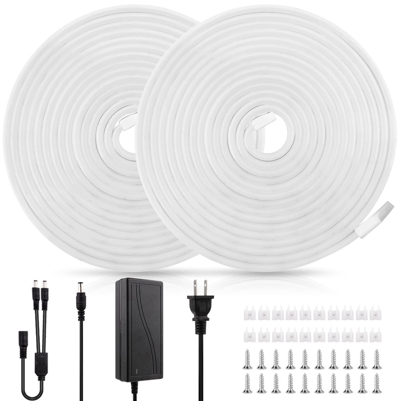 LED Neon Light, iCreating 32.8ft Neon Rope Lights 12V Outdoor Waterproof DIY Neon LED Strip Lights for Custom Neon Signs, Room, Bedroom, Wall, Car Underglow, Wedding (Power Adapter Included)