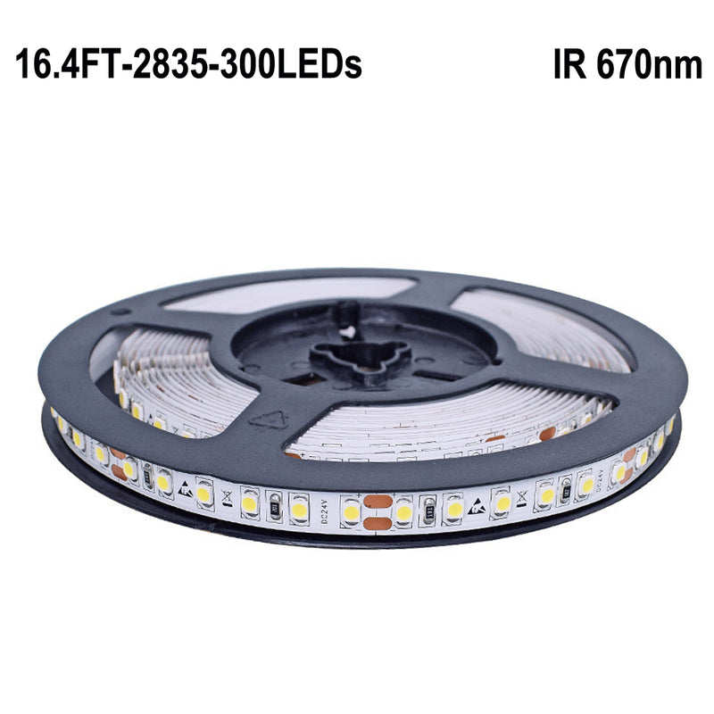 Red 670nm Flexible LED Strip Lights DC 12V SMD2835 60 LEDs Per Meter 5M(16.4FT) by iCreating