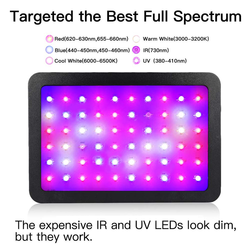 1200W LED Grow Light, Full Spectrum Plant Light with Veg and Bloom Double Switch, Adjustable Rope, Grow Lamp for Indoor Plants Veg and Flower