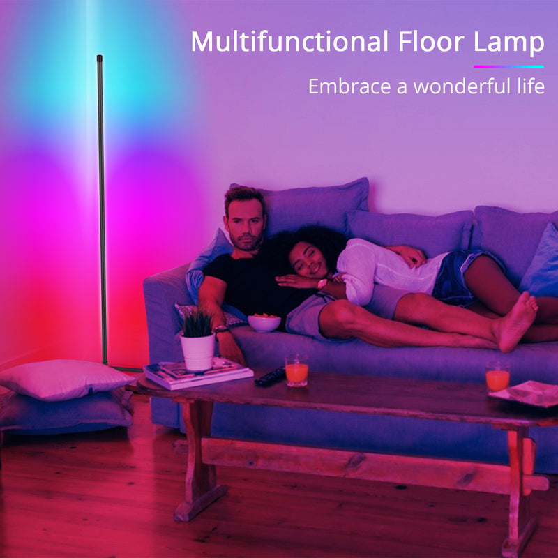LED Corner Floor Lamp, RGB Color Changing LED Corner Light, Corner Lights for Living Room, 60’’ Corner Lamp, Bluetooth APP Remote Control Corner Lighting, Corner LED Light Bar for Bedroom