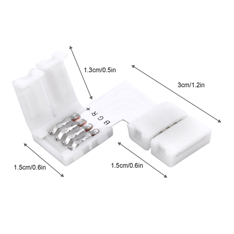 5050 4 Pin LED L Shape Connector - iCreating 10PCS 12V RGB Solderless LED Light Strip Tape 90 Degree Corner Connectors for 10mm Wide Flexible 5050 RGB LED Strip Lights