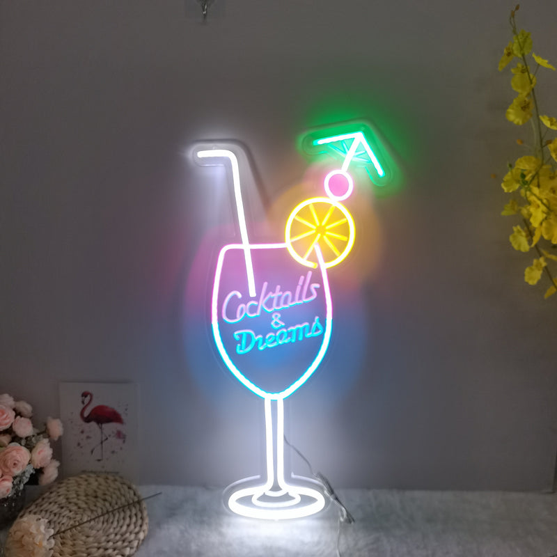 Cocktail Glasses Neon Sign for Bar