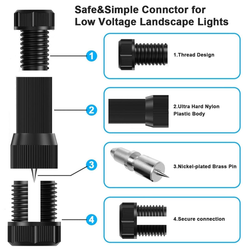 60 Pack Low Voltage Wire Connector - iCreating Landscape Lighting Connectors Waterproof Low Voltage Connectors 12-20 Gauge Low Voltage Wire Connectors for Landscape Lighting Path Lights