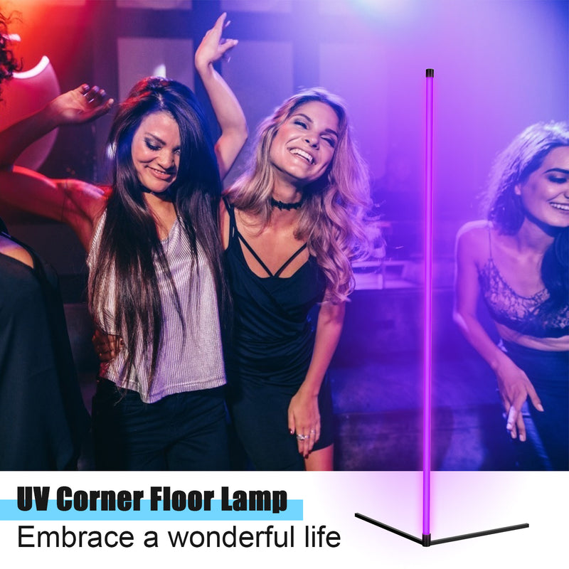 LED Black Lights - UV LED Corner Floor Lamp, Blacklight Corner Lights, 60'' Corner Lamp, Black Light Corner Lighting for Glow Party, Body Paint, Fluorescent Poster, Glow in The Dark