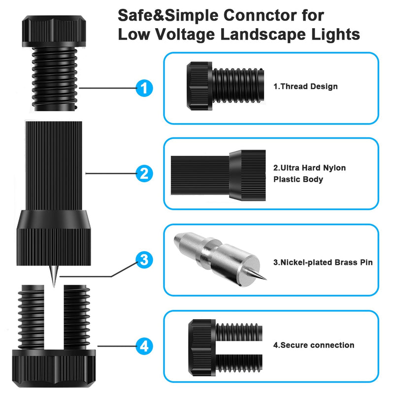 10 Pack Low Voltage Wire Connector - iCreating Landscape Lighting Connectors Waterproof Low Voltage Connectors 12-20 Gauge Low Voltage Wire Connectors for Landscape Lighting Path Lights