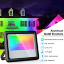 2 Pack 100W RGB LED Flood Light, Bluetooth Smart Floodlights RGBW Color Changing APP Control, Outdoor Waterproof Landscape Lights Dimmable 2700K, 5700K White, 16 Million Colors&Timing& Music Sync