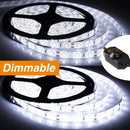 16.4ft Dimmable LED Strip Lights Kit, 300 Units 2835 LED Rope Light, 12V Under Cabinet Lighting Strips, 5M LED Ribbon light, Non-Waterproof LED Tape Light, Warm White