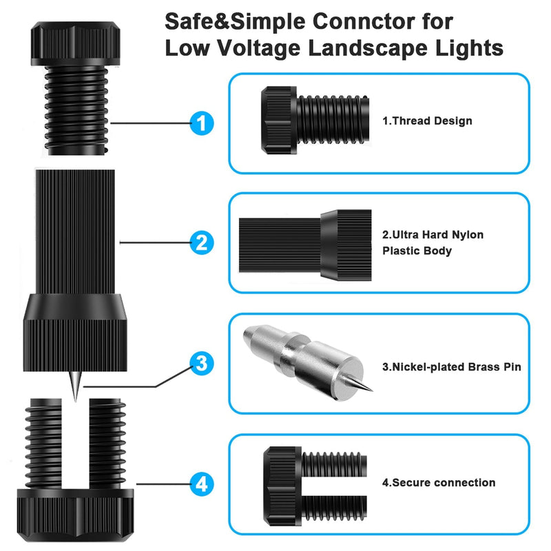 12 Pack Low Voltage Wire Connector - iCreating Landscape Lighting Connectors Waterproof Low Voltage Connectors 12-20 Gauge Low Voltage Wire Connectors for Landscape Lighting Path Lights
