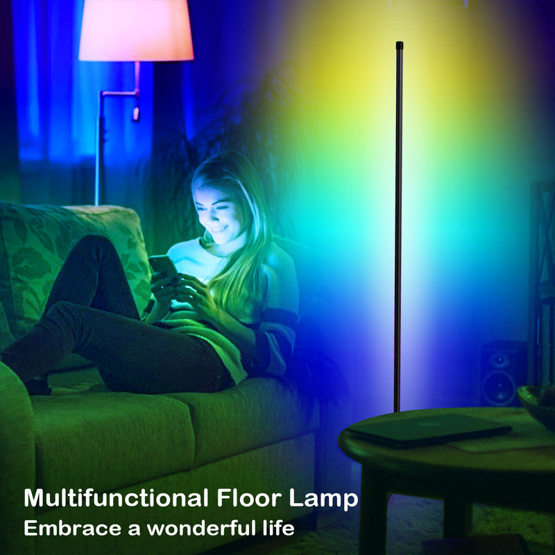 2Pack RGB LED Corner Lamp, LED RGB Color Changing Corner Floor Lamp, Dimmable Corner LED Light with Bluetooth APP and Remote Control, 60" Corner Lighting for Living Room, Bedroom