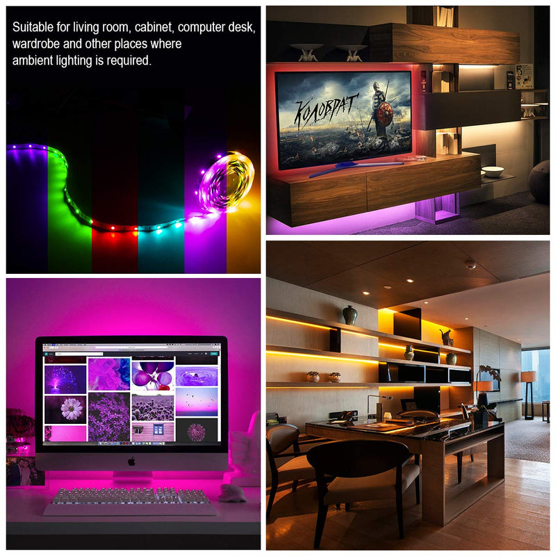 16.4ft 5050 RGB LED Strip Light, DC 12V SMD5050 Color Changing Flexible LED Strip Lights with 150 LEDs by iCreating 2020 New Design