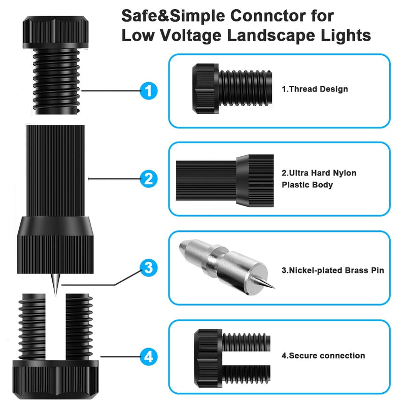 16 Pack Low Voltage Wire Connector - iCreating Landscape Lighting Connectors Waterproof Low Voltage Connectors 12-20 Gauge Low Voltage Wire Connectors for Landscape Lighting Path Lights