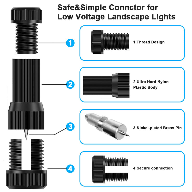 8 Pack Low Voltage Wire Connector - iCreating Landscape Lighting Connectors Waterproof Low Voltage Connectors 12-20 Gauge Low Voltage Wire Connectors for Landscape Lighting Path Lights