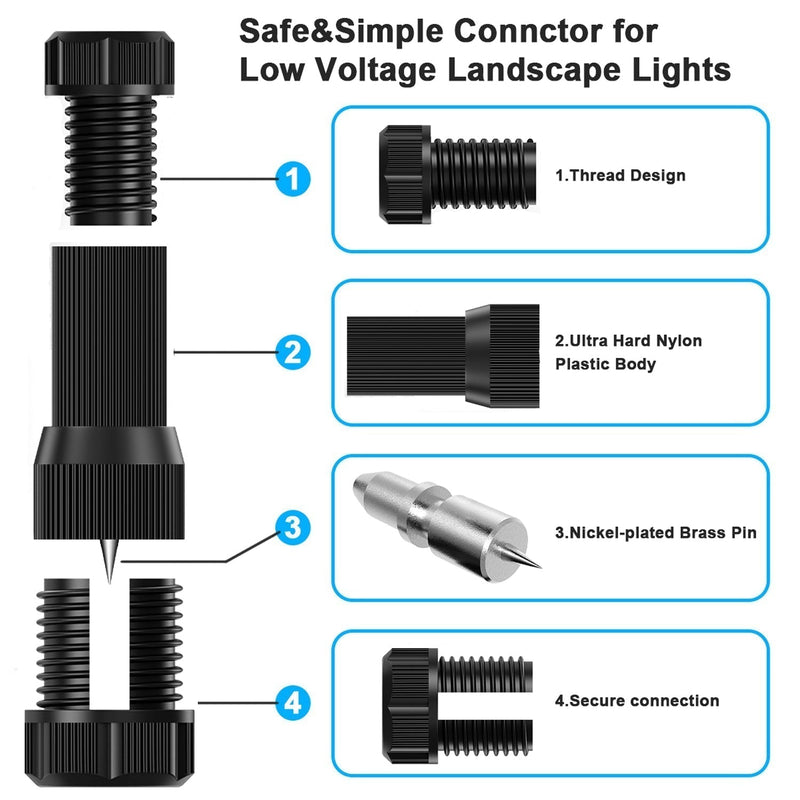 24 Pack Low Voltage Wire Connector - iCreating Landscape Lighting Connectors Waterproof Low Voltage Connectors 12-20 Gauge Low Voltage Wire Connectors for Landscape Lighting Path Lights