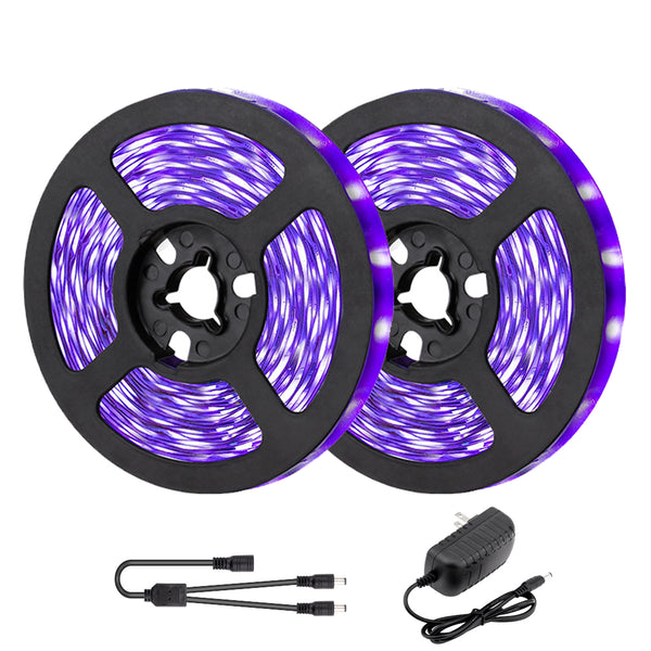 32.8ft UV Blacklight LED Strip Lights - iCreating UV LED Strip Lights 395nm to 405nm Blacklight LED Strip Light, 12V Flexible Black Light LED Strips, Non-Waterproof for Party, Stage Lighting, Body Paint