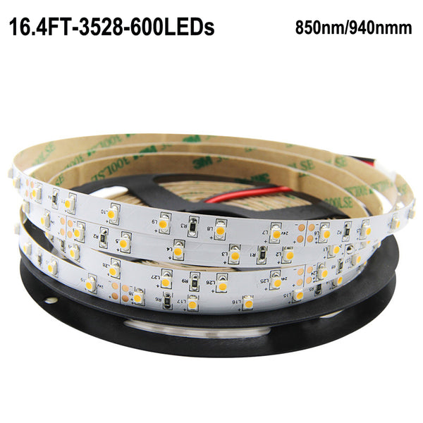 IR InfraRed 850nm/940nm 12V 600units SMD3528 Flexible LED Strip Lights 120 LEDs Per Meter 5M(16.4ft) by iCreating 2020 New Design