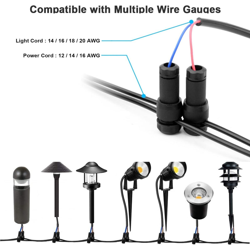 20 Pack Low Voltage Wire Connector - iCreating Landscape Lighting Connectors Waterproof Low Voltage Connectors 12-20 Gauge Low Voltage Wire Connectors for Landscape Lighting Path Lights