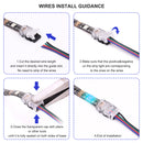 4Pin RGB LED Strip Connector Kit - 10mm 5050 RGB LED Connector Kit includes 10x Strip to Wire Quick Connectors, 32.8ft RGB Extension Wire Cable, 20x LED Strip Clips
