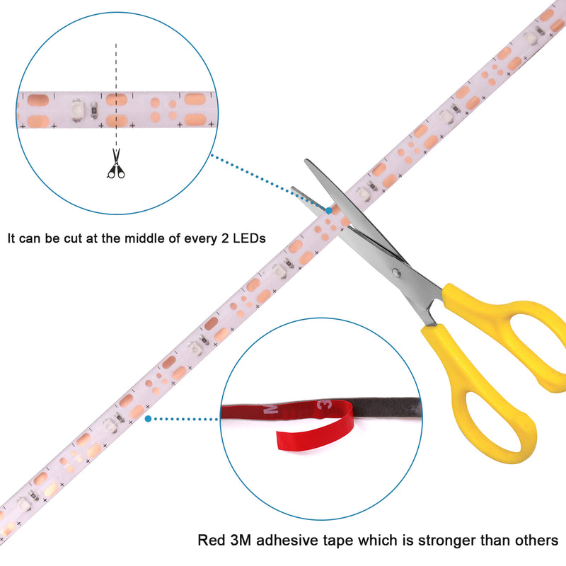 Blue LED Strip Lights - iCreating 2020 New Design Battery Powered LED Light Strip Kit with 6.6FT 2M SMD 3528 IP65 Waterproof Super Bright LED Tape Light, Battery Case