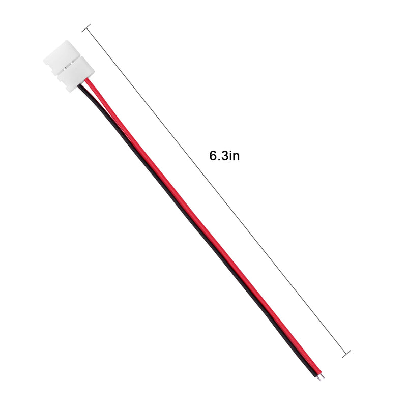 3528 2 Pin LED Strip Connector Kit - Includes 66ft Extension Cable Wire Cord, 10x LED Strip Light Connector Pigtail, 10X Gapless Connectors, 20X LED Strip Clips for LED Strip Light Single Color 3528