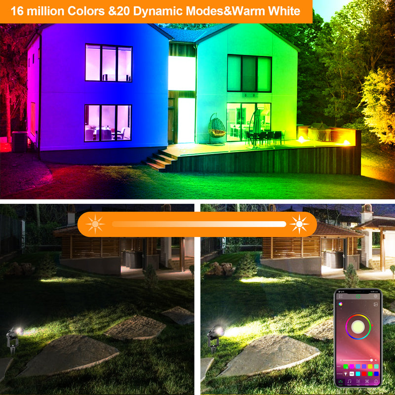 15W RGB Landscape Lights Bluetooth - LED Colored Low Voltage Landscape