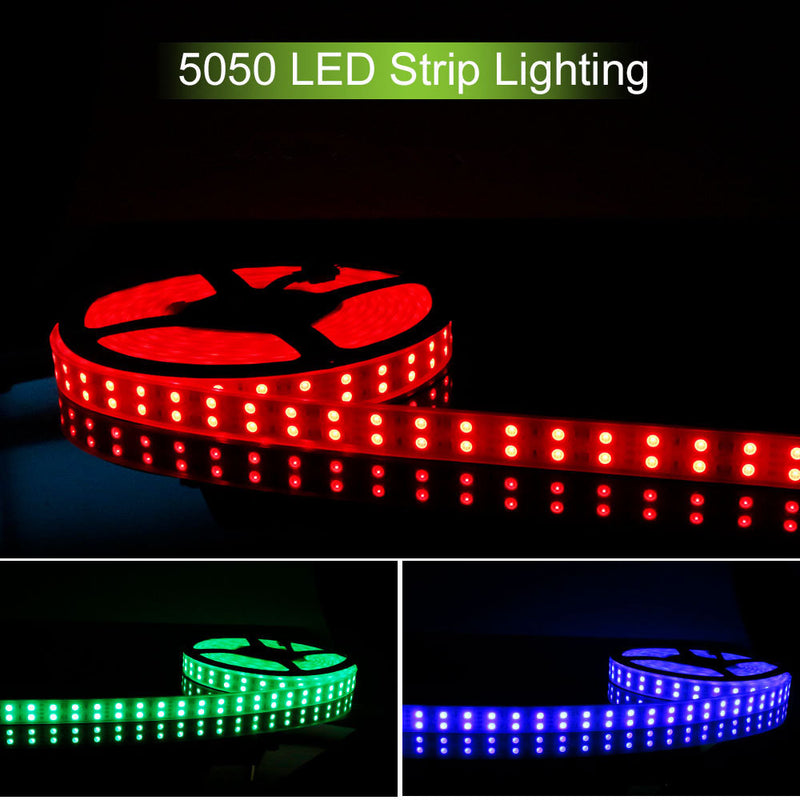 Double Row 5050 RGB LED Strip Light - iCreating 2020 New Design 16.4ft  DC 12V SMD5050 Color Change Flexible LED Strip Lights with 600 LEDs