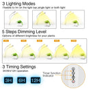 Full Spectrum LED Grow Light for Indoor Plant, Dual Head 60W LED Timing Grow Lamp Auto On/Off with 3/6/12H Timer 5 Dimmable Levels 3 Switch Modes Sunlike Full Spectrum,Adjustable Gooseneck