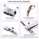 4Pin RGB LED Strip Connector Kit - 10mm 5050 RGB LED Connector Kit includes 10x Strip to Wire Quick Connectors, 32.8ft RGB Extension Wire Cable, 20x LED Strip Clips