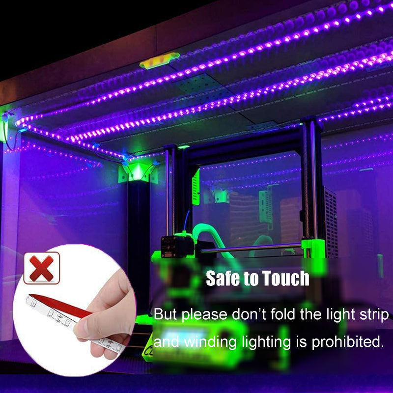 UV Light Strip Ultraviolet Battery Operated LED Black Light Strip Kit with 6.6FT 2M 60Units SMD 3528 IP65 Waterproof Super Bright LED Strip Lights, Battery Case by iCreating
