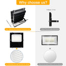 LED Flood Light Outdoor, 2Pack IP66 Waterproof Outside Security Plug in Backyard Flood Lights Super Bright 5000K Daylight White with Outlet for Exterior Backyard Home House Security