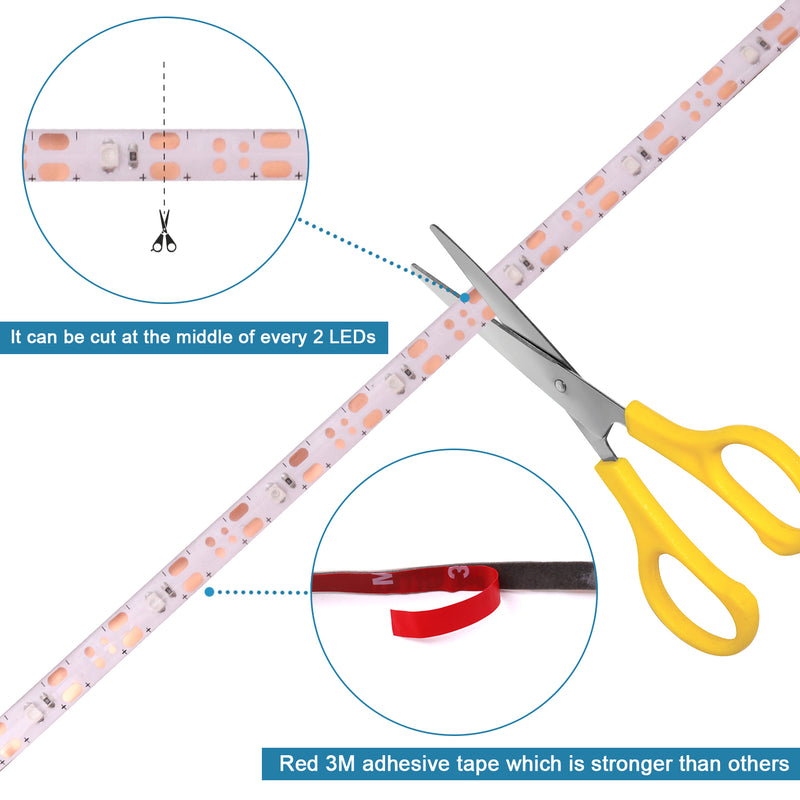 Battery Operated LED Strip Lights - 2020 New Design Warm White USB LED Light Strip Kit with 6.6FT 2M SMD 3528 IP65 Waterproof Super Bright LED Tape Light, Battery Box
