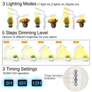 Full Spectrum LED Grow Lights for Indoor Plant, 3 Heads Timing Function Grow Lamp Auto On/Off with 3/6/12H Timer 5 Dimmable Levels 3 Switch Modes Adjustable Gooseneck