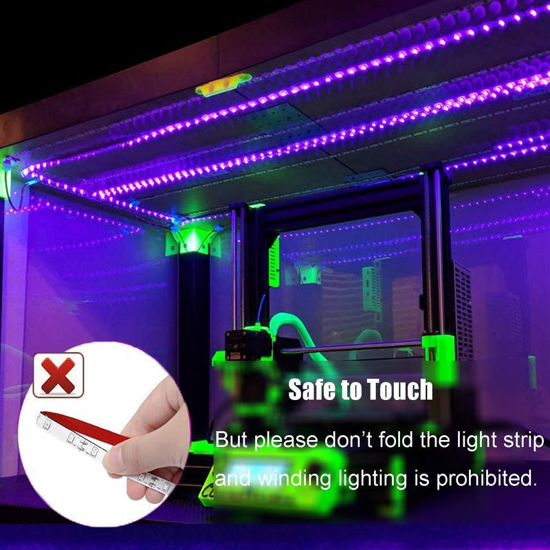 50ft LED UV Black Light Strip Kit, UV LED Light Strip 395nm to 405nm Black Light UV LED Strip Light, 12V Flexible Blacklight Fixtures, Non-Waterproof for Dance, Party, Stage Light, Body Paint