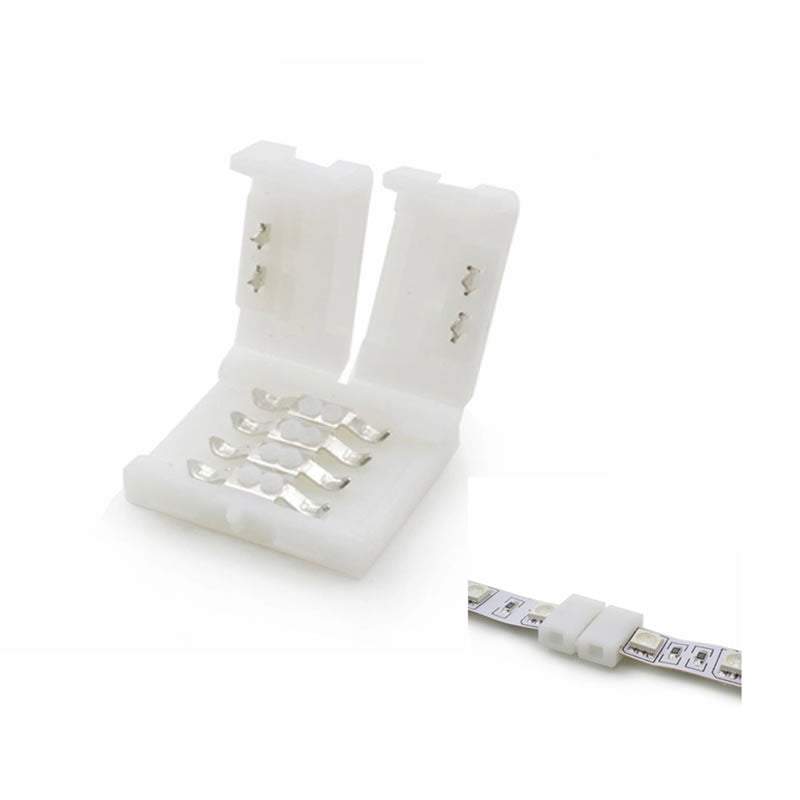 30Packs 4 Pin RGB LED Light Strip Connectors, 10mm Unwired Gapless Solderless LED Strip to Strip Connector Adapter Terminal for 10mm Wide Waterproof SMD 5050 Multicolor RGB LED Strip Light