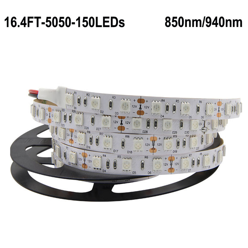 IR InfraRed 850nm/940nm DC 12V SMD5050 Flexible LED Strip Lights 30 LEDs Per Meter 5M(16.4FT) by iCreating 2020 New Design