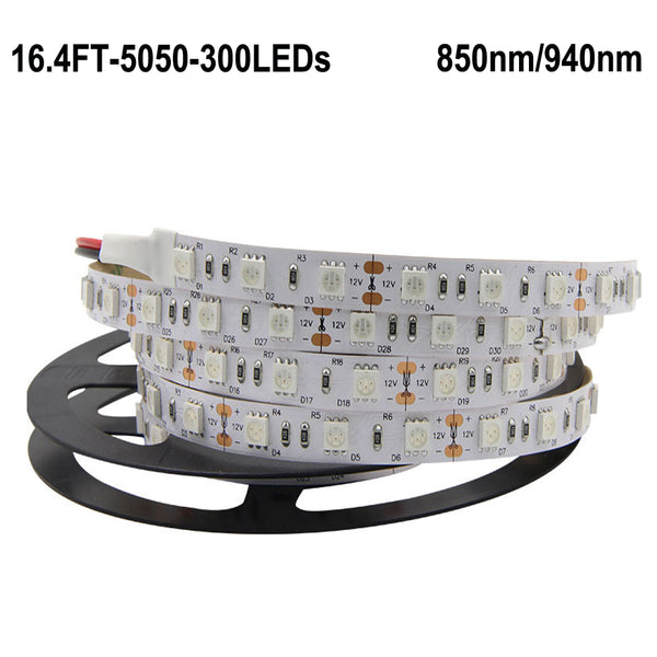 IR InfraRed 850nm/940nm LED Strip Lights Flexible DC 12V SMD5050 300LEDs 5M(16.4FT) by iCreating 2020 New Design