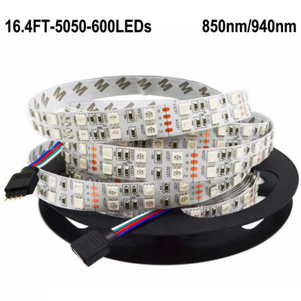 IR InfraRed 850nm/940nm DC 12V SMD5050 Double Row Flexible LED Strip Lights 120LEDs Per Meter 5M(16.4FT) by iCreating 2020 New Design