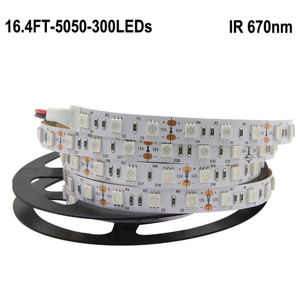 670NM Red DC 12V SMD5050 Flexible LED Strip Lights 60 LEDs Per Meter 5M(16.4FT)