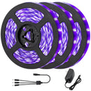50ft LED UV Black Light Strip Kit, UV LED Light Strip 395nm to 405nm Black Light UV LED Strip Light, 12V Flexible Blacklight Fixtures, Non-Waterproof for Dance, Party, Stage Light, Body Paint